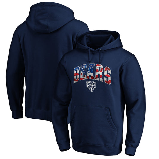 Men's Navy Chicago Bears Banner Wave Pullover Hoodie