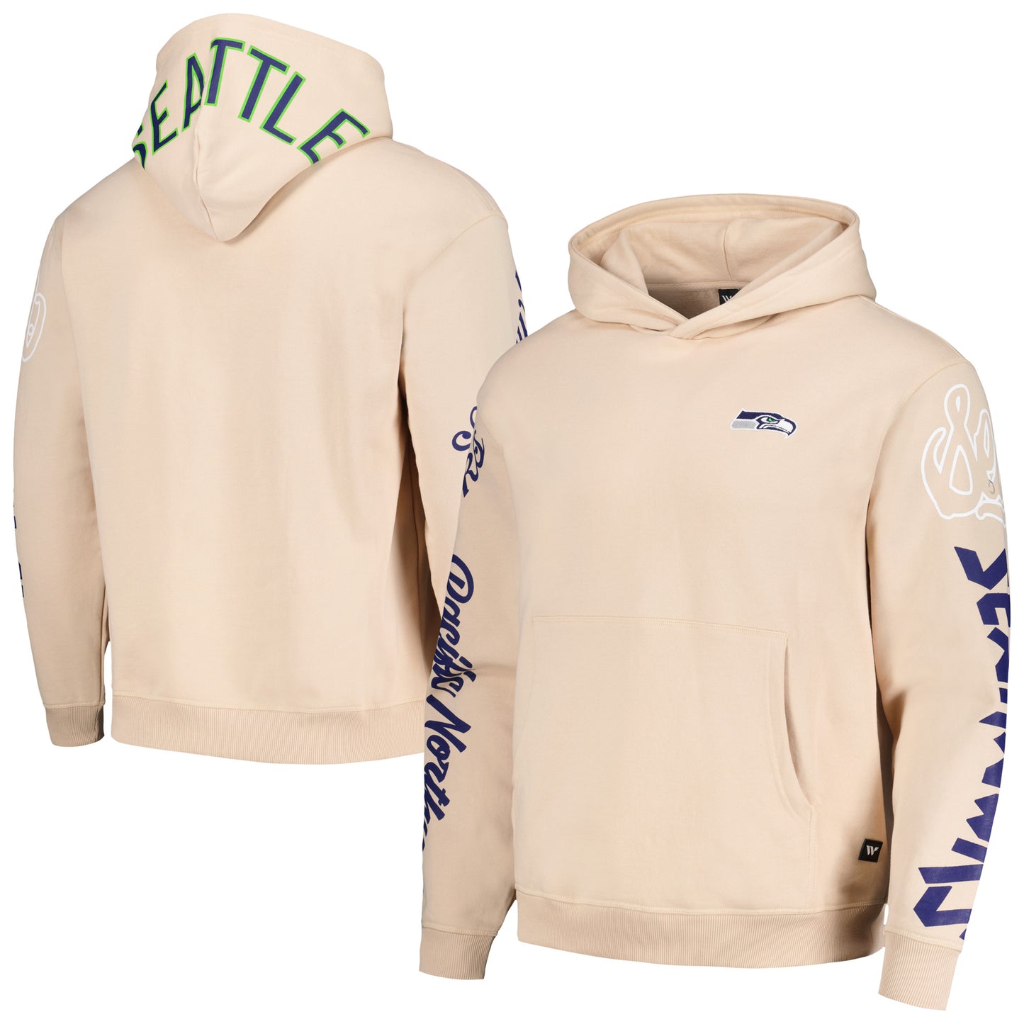 Unisex The Wild Collective Cream Seattle Seahawks Heavy Block Pullover Hoodie