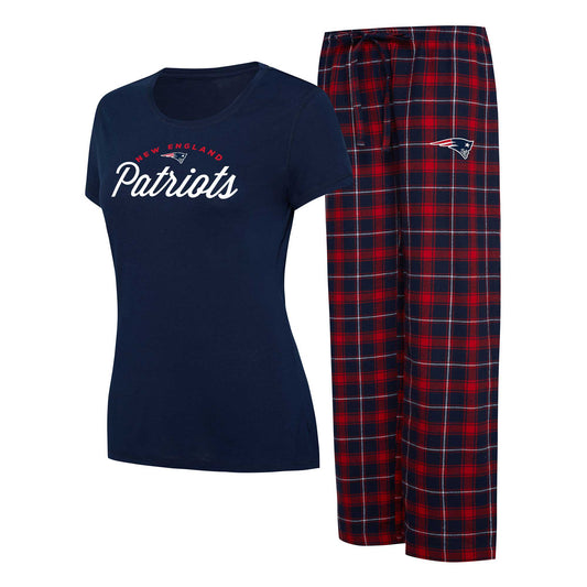 Women's Concepts Sport Navy New England Patriots Plus Size Badge T-Shirt & Flannel Pants Sleep Set