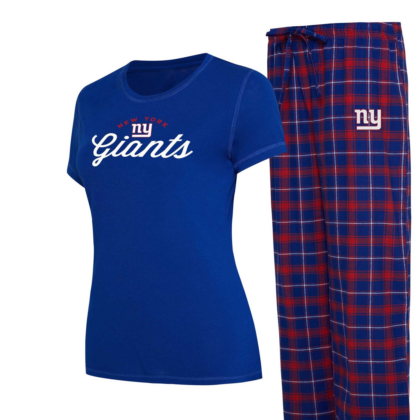 Women's Concepts Sport Royal New York Giants Plus Size Badge T-Shirt & Flannel Pants Sleep Set