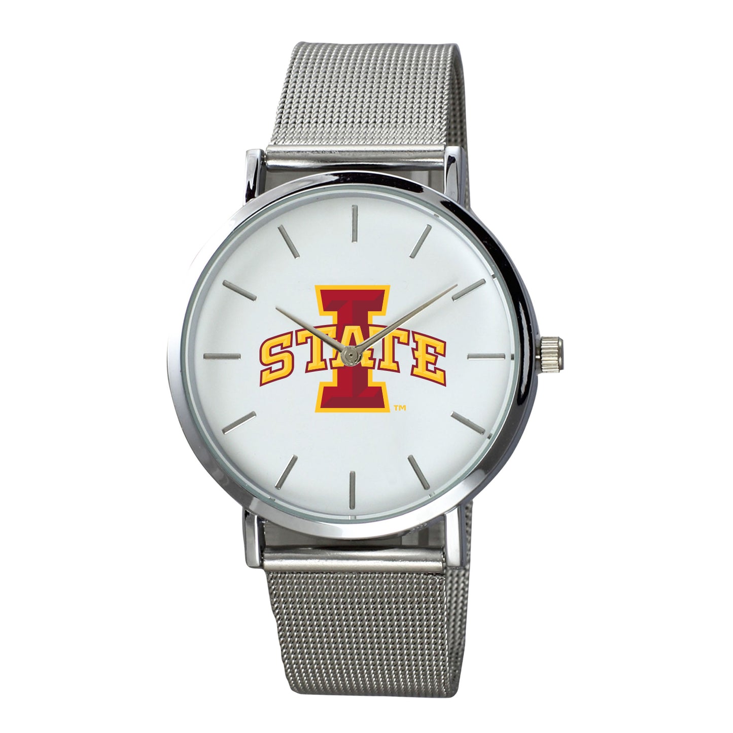 Men's Silver Iowa State Cyclones Plexus Stainless Steel Watch