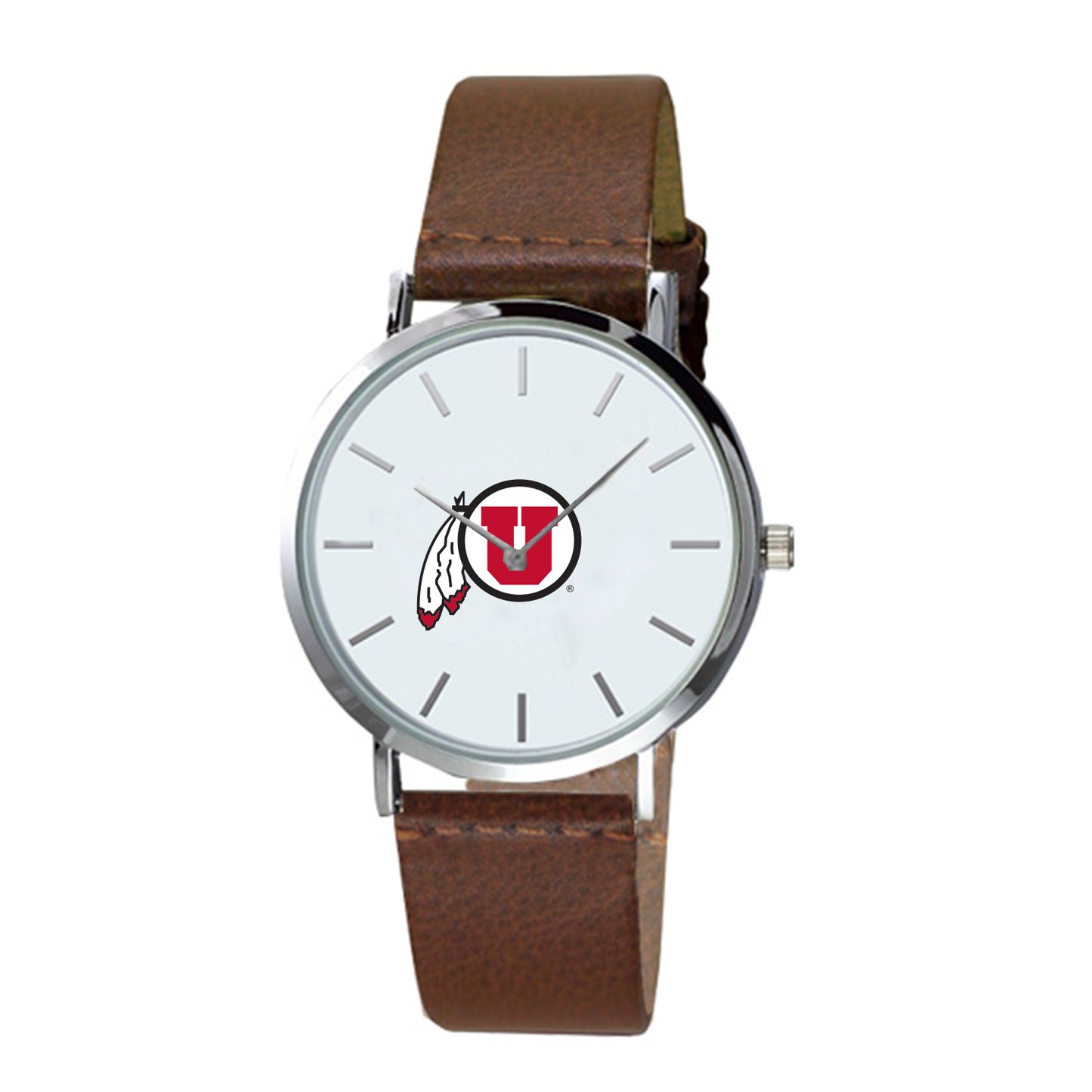 Men's Brown Utah Utes Plexus Leather Watch