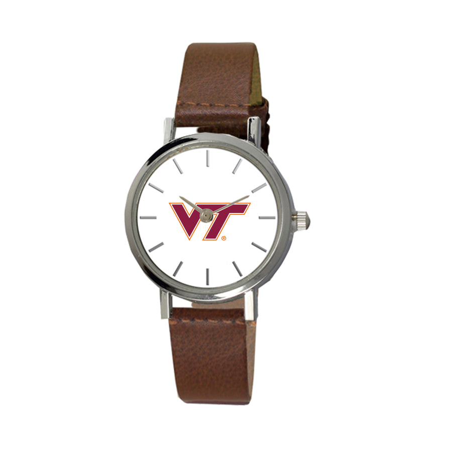 Women's Brown Virginia Tech Hokies Plexus Leather Watch
