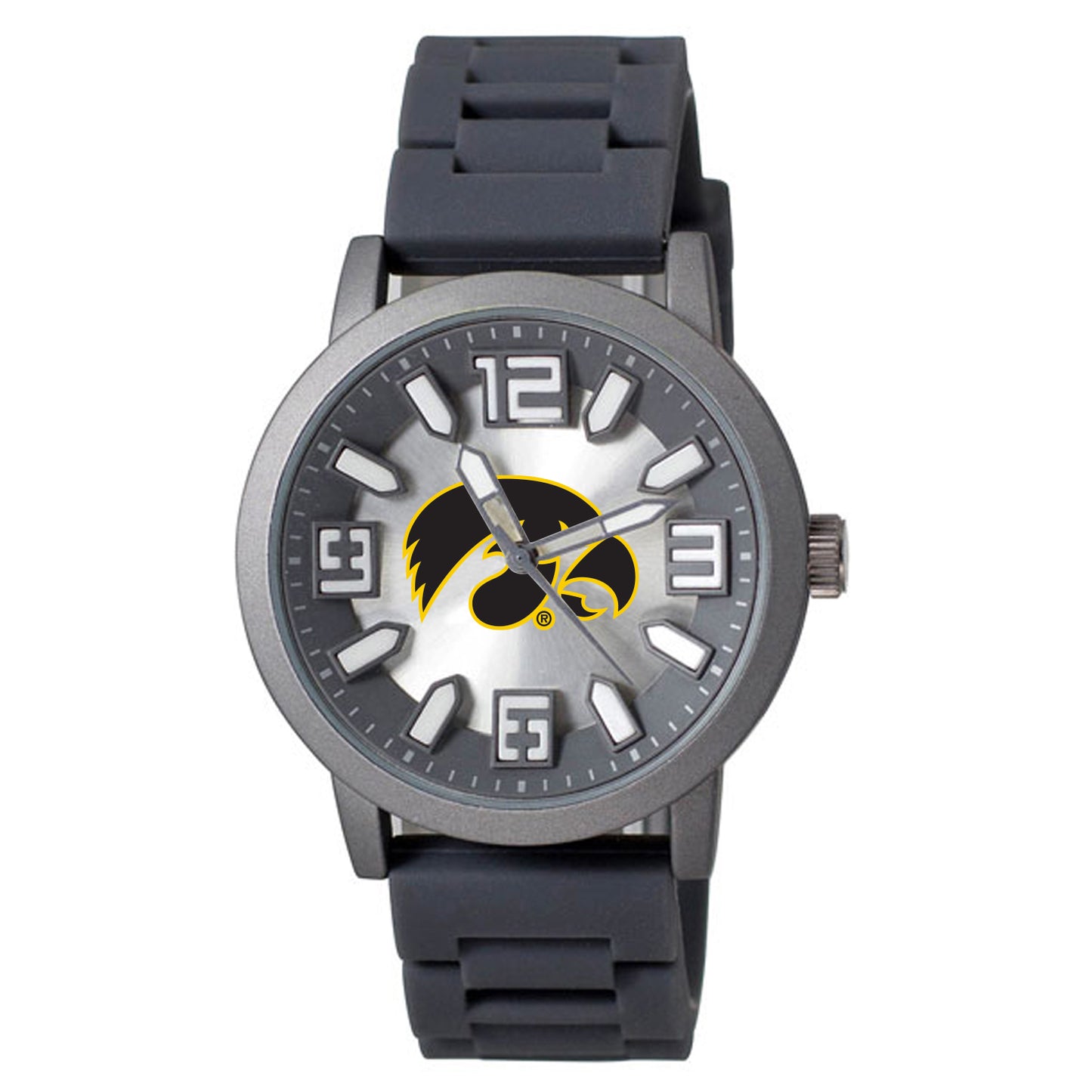 Men's Black Iowa Hawkeyes Enigma Silicone Strap Watch