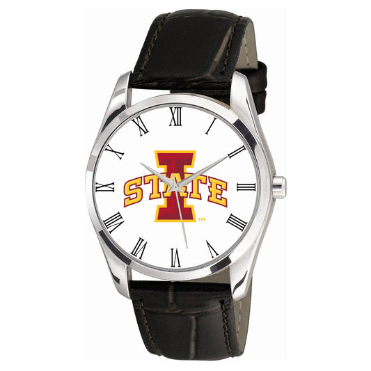 Men's Black Iowa State Cyclones Berkeley Leather Watch