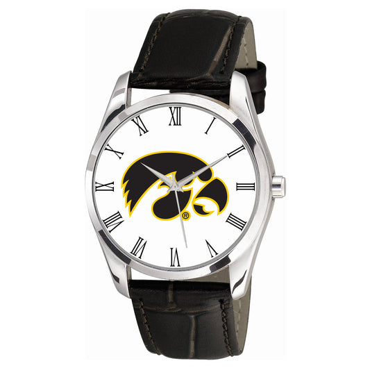 Men's Black Iowa Hawkeyes Berkeley Leather Watch