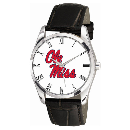 Men's Black Ole Miss Rebels Berkeley Leather Watch