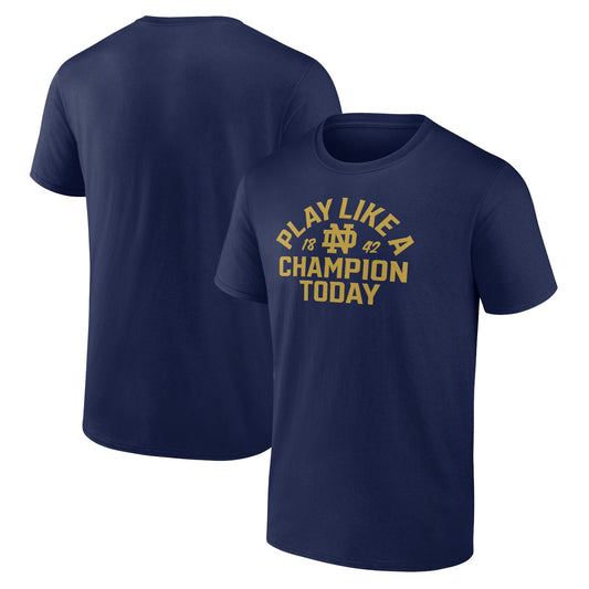 Men's  Navy Notre Dame Fighting Irish Play Like a Champion Today Arched T-Shirt