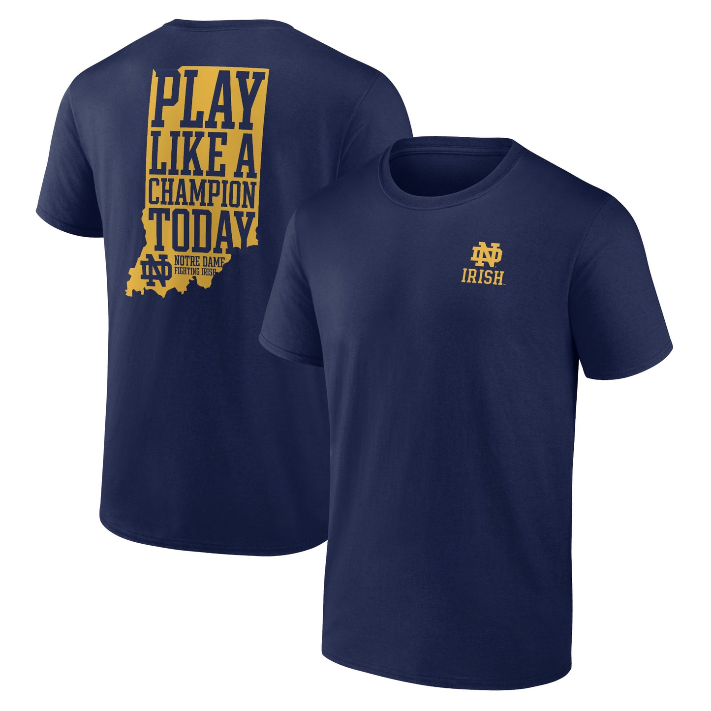 Men's  Navy Notre Dame Fighting Irish Play Like a Champion Today State T-Shirt