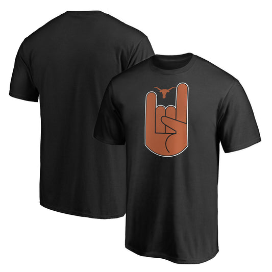 Men's  Black Texas Longhorns Hook 'Em Sign T-Shirt