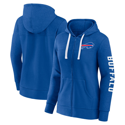 Women's Fanatics Heather Royal Buffalo Bills Plus Size City Ties Full-Zip Hoodie