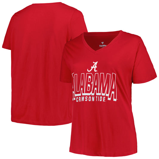 Women's Fanatics  Crimson Alabama Crimson Tide Plus Size Sideline Route V-Neck T-Shirt