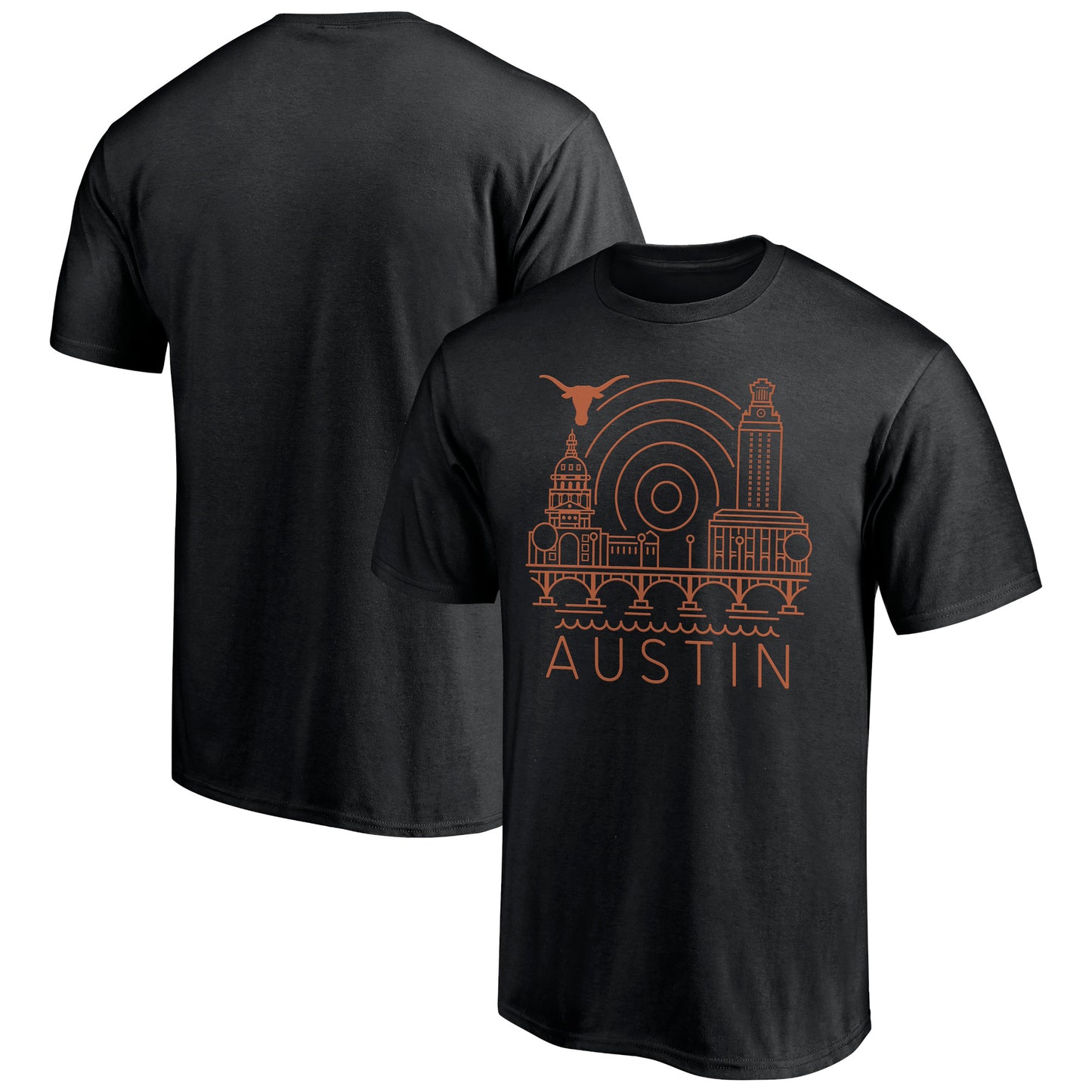 Men's  Black Texas Longhorns Cityscape T-Shirt