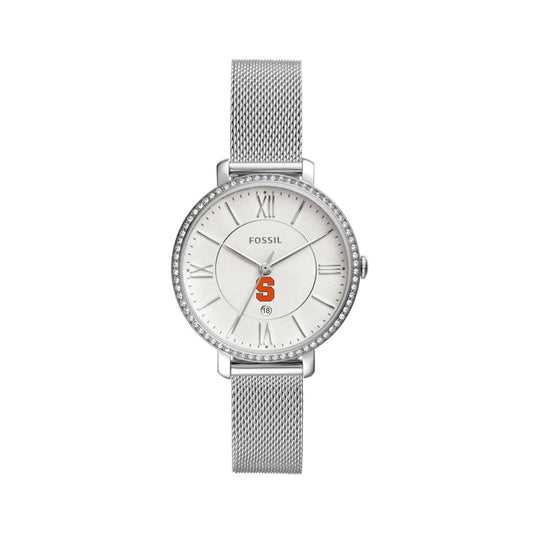 Women's Fossil  Silver Syracuse Orange Jacqueline Stainless Steel Mesh Watch