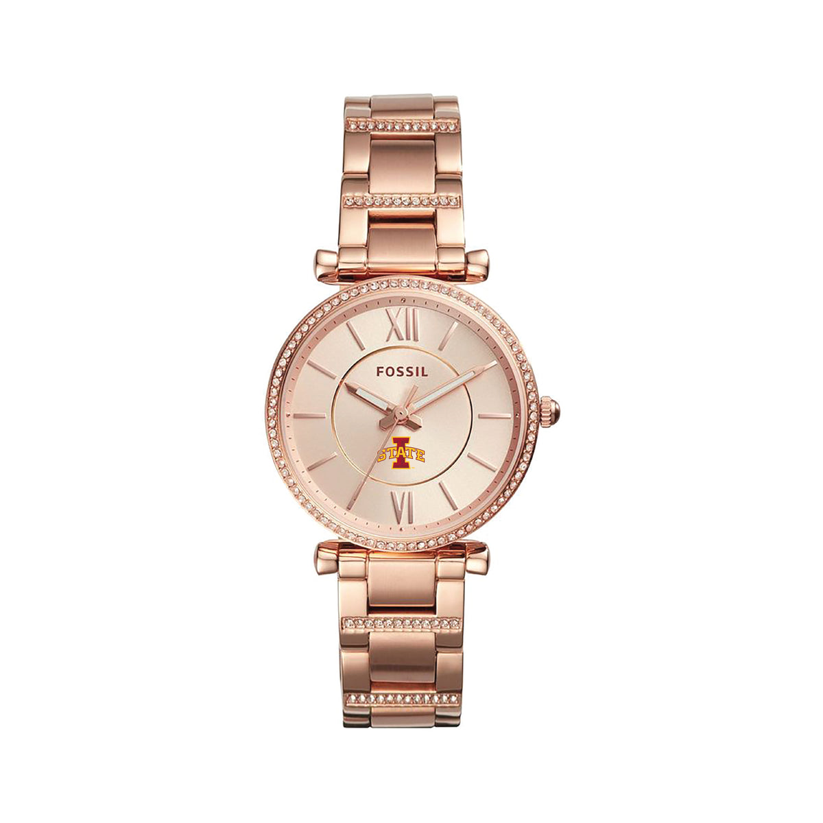Women's Fossil  Gold Iowa State Cyclones Carlie Rose Stainless Steel Watch