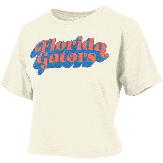 Women's Pressbox White Florida Gators Vintage Easy T-Shirt