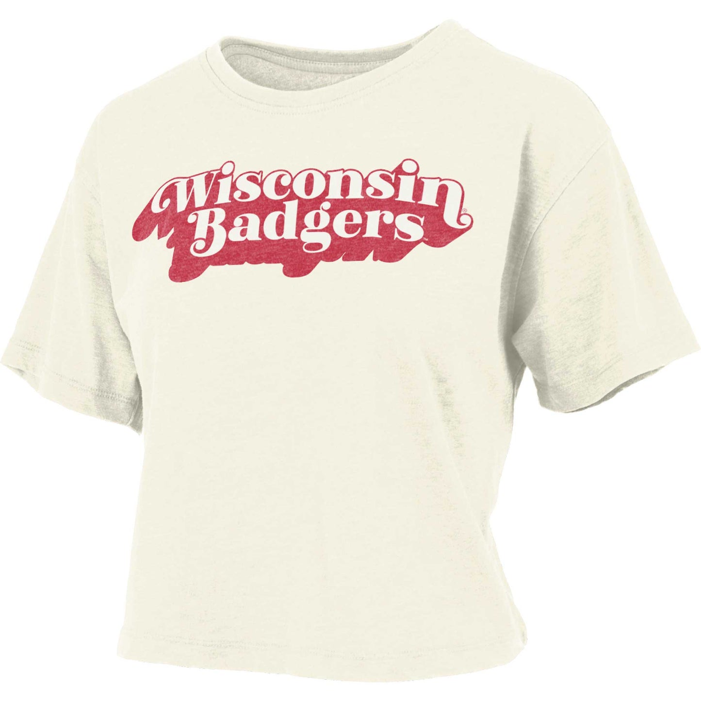 Women's Pressbox White Wisconsin Badgers Vintage Easy T-Shirt