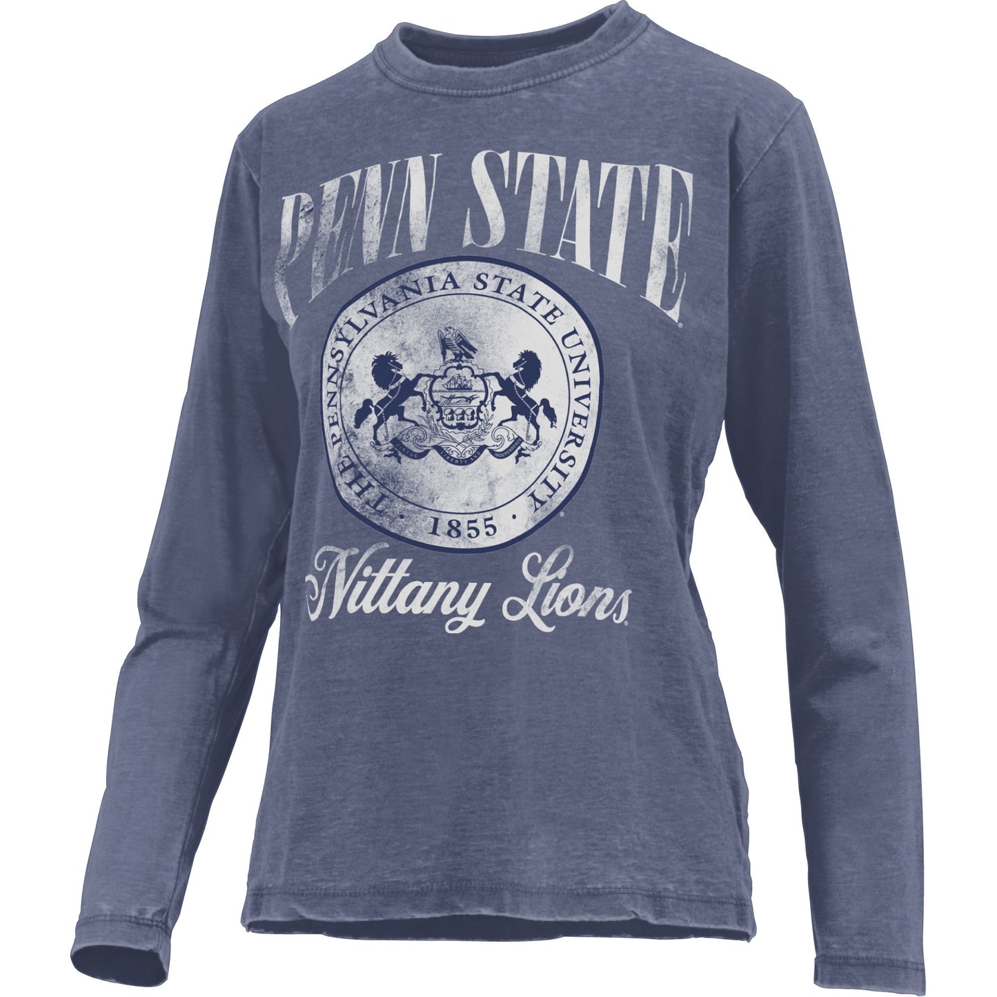 Women's Pressbox Navy Penn State Nittany Lions Vintage Oversized Falkland Long Sleeve T-Shirt