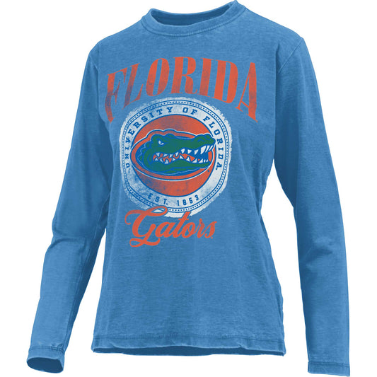 Women's Pressbox Royal Florida Gators Vintage Oversized Falkland Long Sleeve T-Shirt