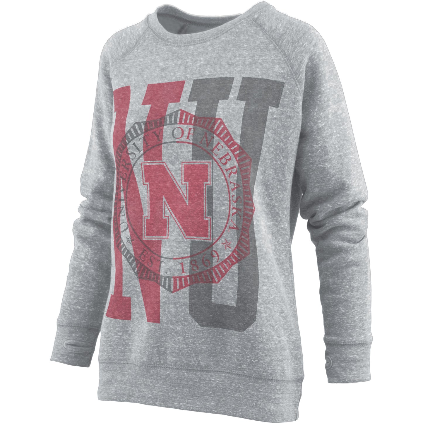 Women's Pressbox Heather Gray Nebraska Huskers Knobi Raglan Pullover Sweatshirt