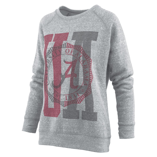 Women's Pressbox Heather Gray Alabama Crimson Tide Knobi Raglan Pullover Sweatshirt