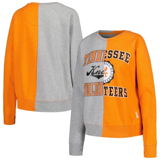 Women's Pressbox Heather Gray Tennessee Volunteers Half and Half Raglan Pullover Sweatshirt