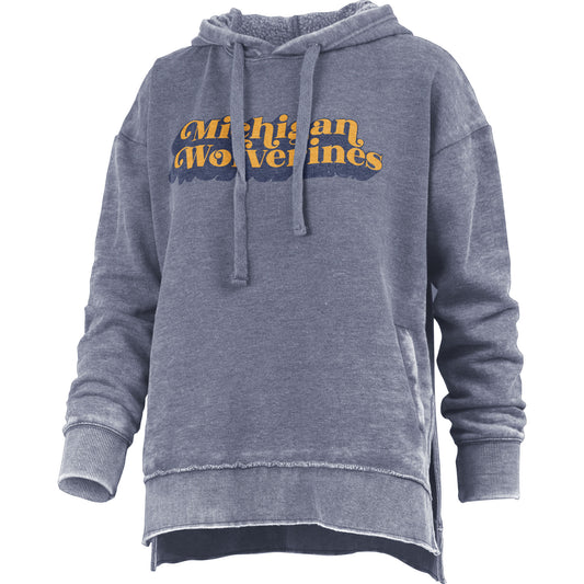 Women's Pressbox Navy Michigan Wolverines Vintage Falkland Pullover Hoodie