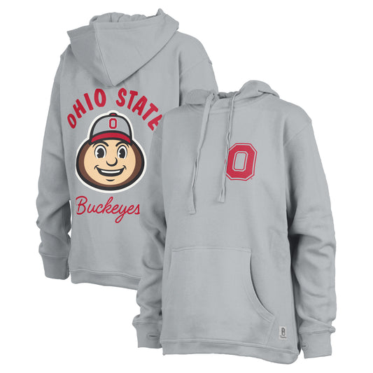 Women's Pressbox Gray Ohio State Buckeyes High Tide Maude Fleece Pullover Hoodie