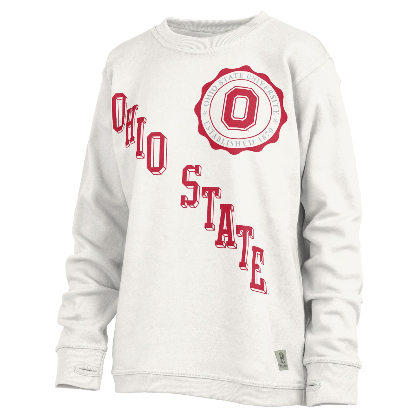 Women's Pressbox White Ohio State Buckeyes Shoreline Sundown Pullover Sweatshirt