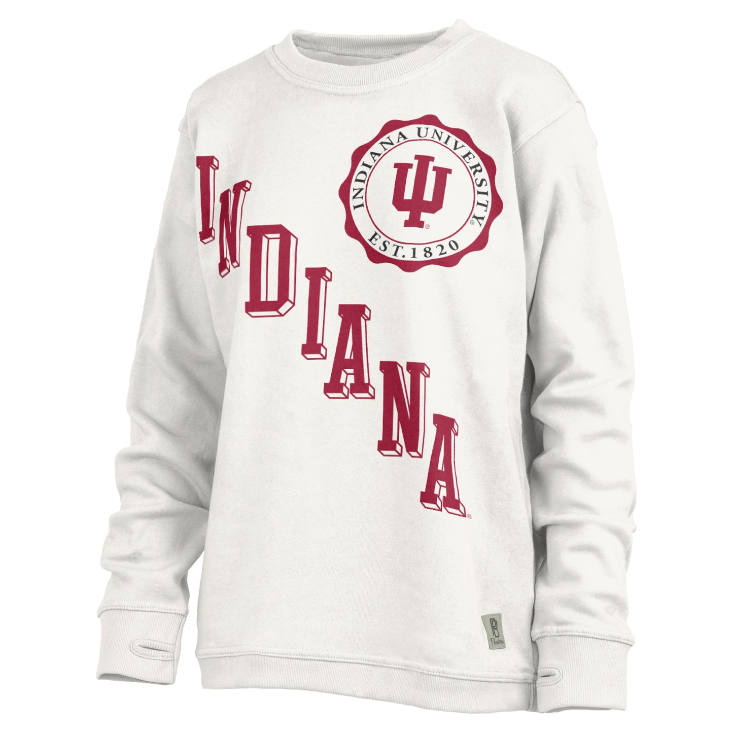 Women's Pressbox White Indiana Hoosiers Shoreline Sundown Pullover Sweatshirt