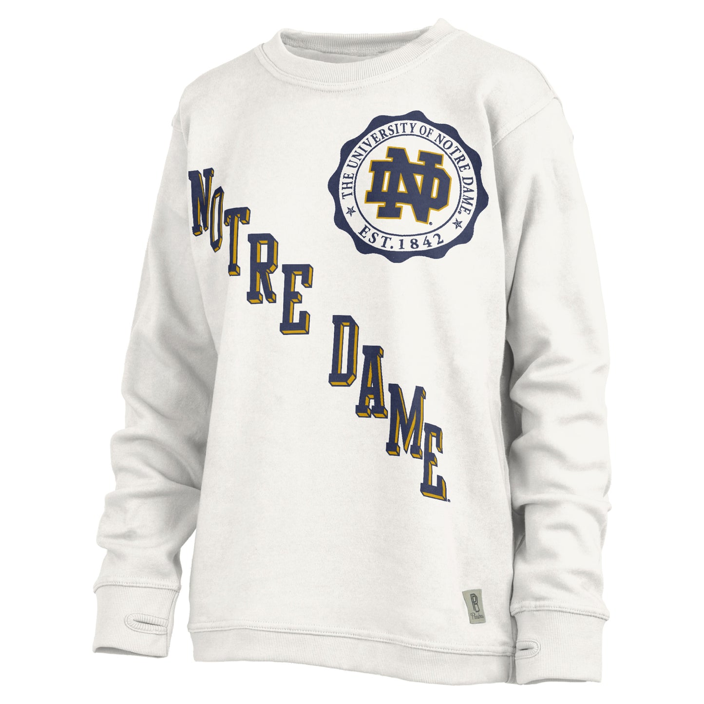 Women's Pressbox White Notre Dame Fighting Irish Shoreline Sundown Pullover Sweatshirt