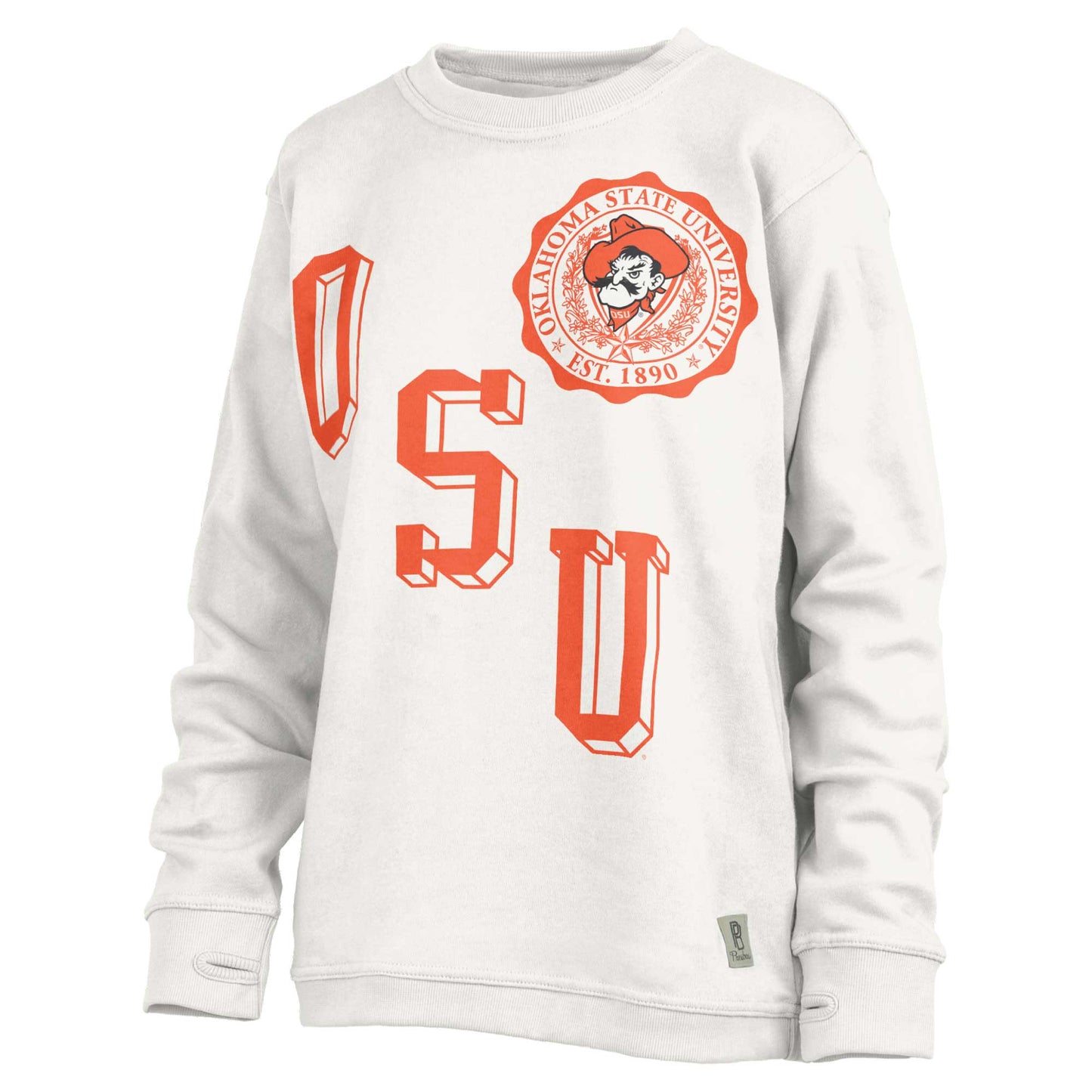 Women's Pressbox White Oklahoma State Cowboys Shoreline Sundown Pullover Sweatshirt