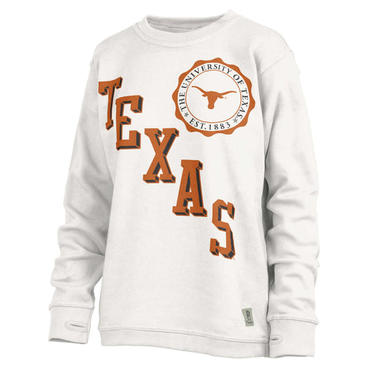 Women's Pressbox White Texas Longhorns Shoreline Sundown Pullover Sweatshirt