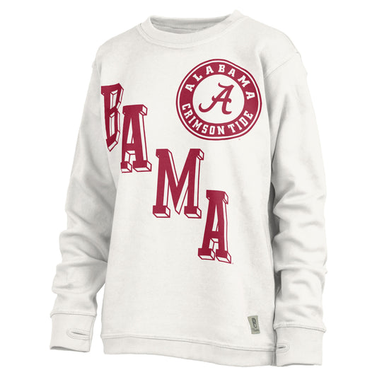 Women's Pressbox White Alabama Crimson Tide Shoreline Sundown Pullover Sweatshirt