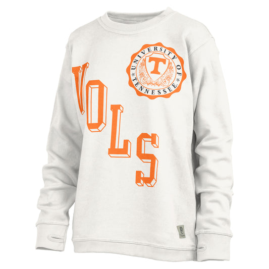 Women's Pressbox White Tennessee Volunteers Shoreline Sundown Pullover Sweatshirt