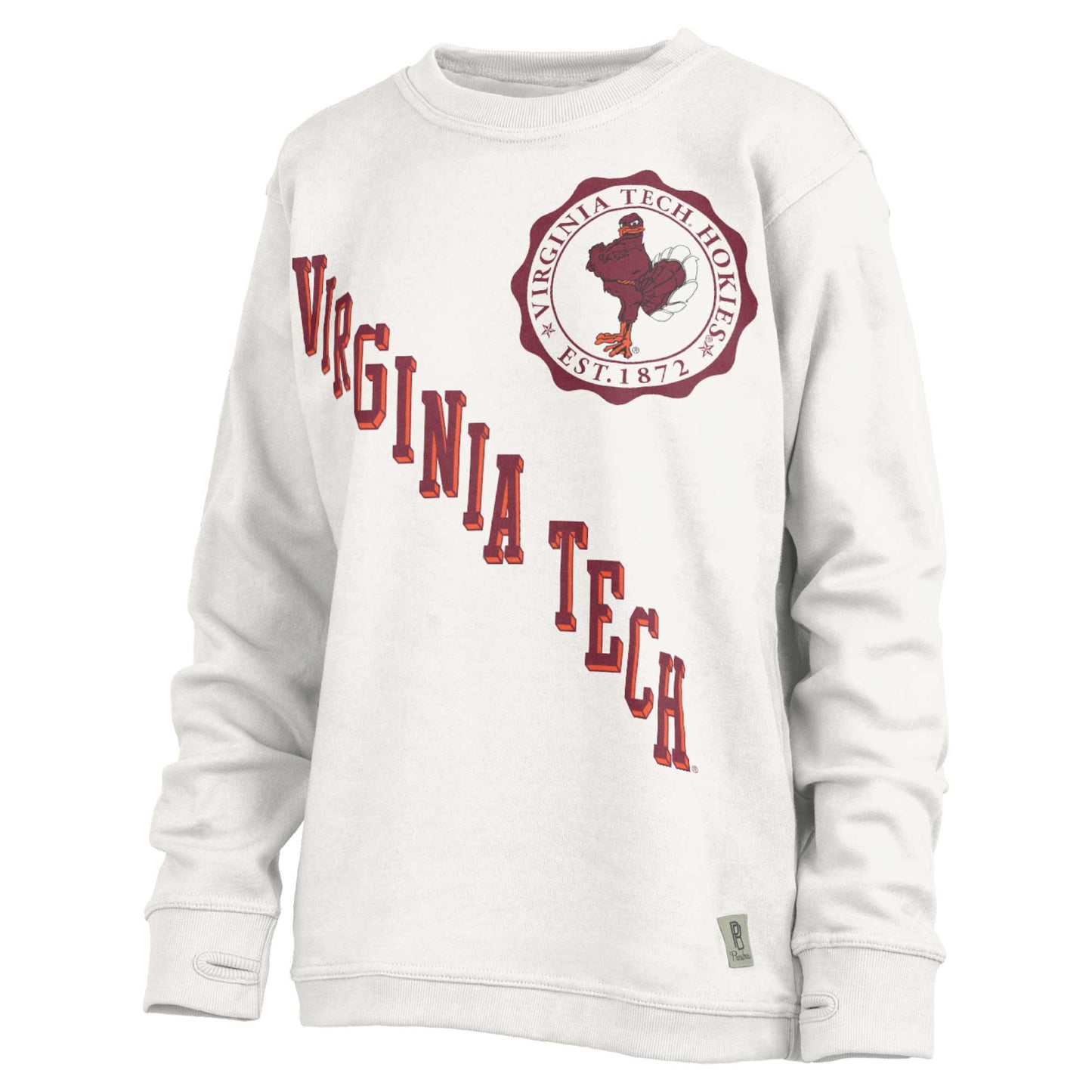 Women's Pressbox White Virginia Tech Hokies Shoreline Sundown Pullover Sweatshirt