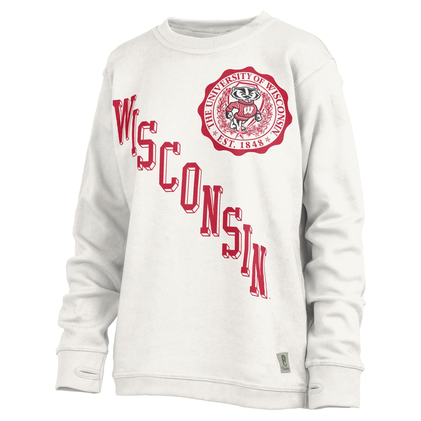 Women's Pressbox White Wisconsin Badgers Shoreline Sundown Pullover Sweatshirt