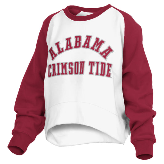 Women's Pressbox White Alabama Crimson Tide Lotus Raglan Pullover Sweatshirt