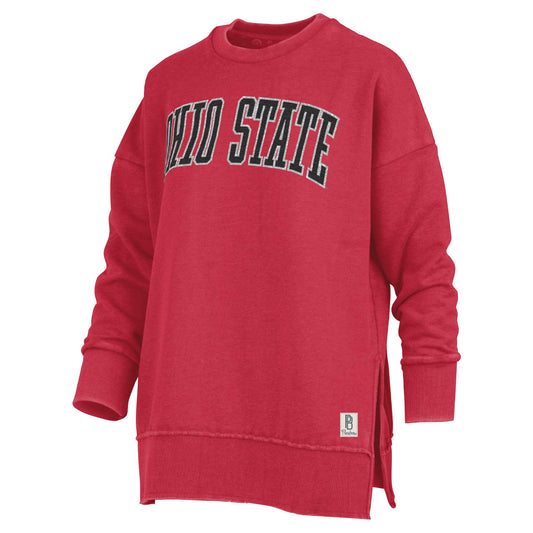 Women's Pressbox Scarlet Ohio State Buckeyes Stone Gala Oversized T-Shirt