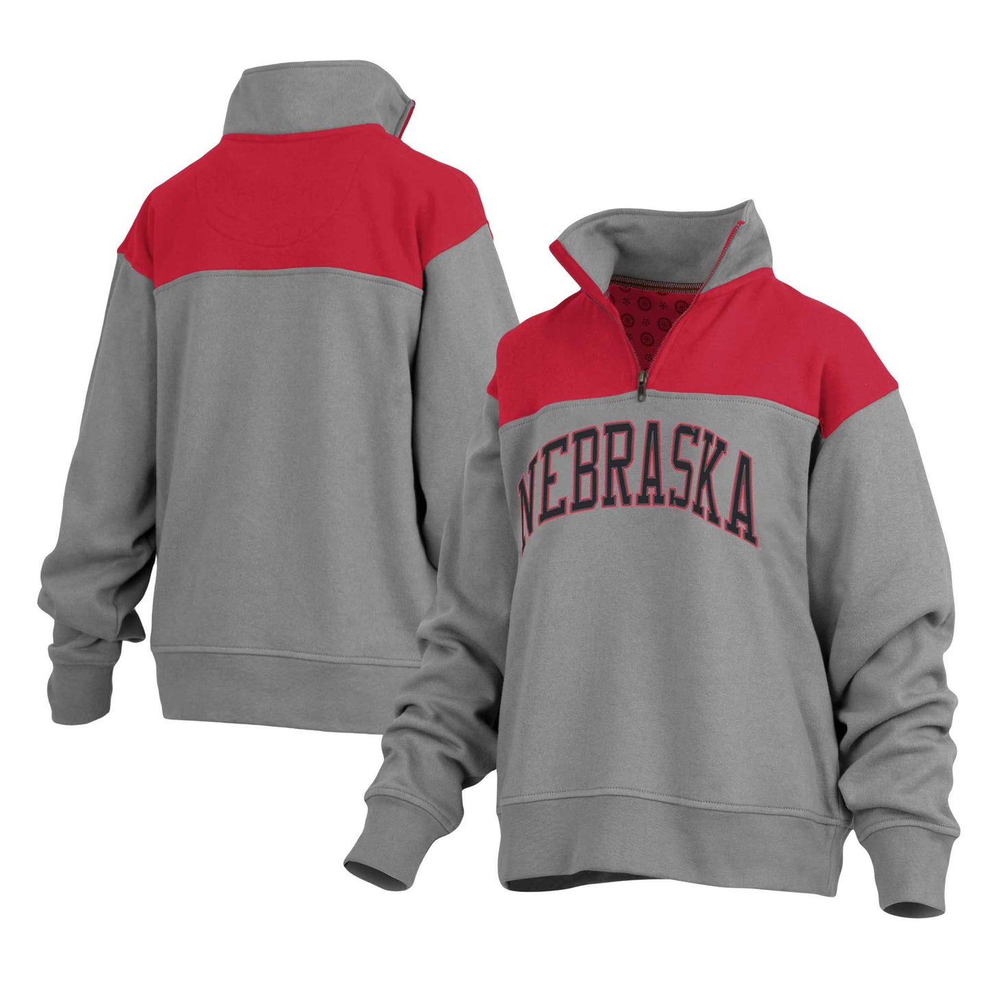 Women's Pressbox Gray Nebraska Huskers Avon Fleece Quarter-Zip Jacket