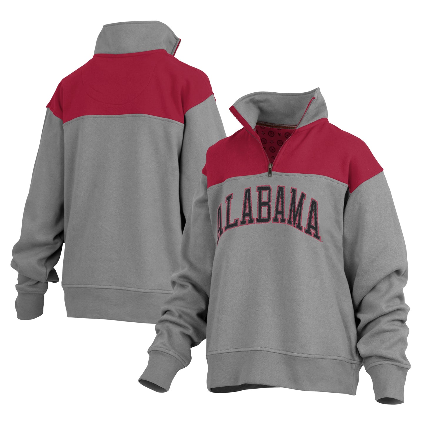 Women's Pressbox Gray Alabama Crimson Tide Avon Fleece Quarter-Zip Jacket