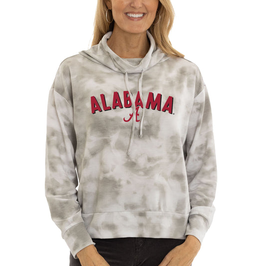 Women's  Gray Alabama Crimson Tide Maddie Tie-Dye Tri-Blend Pullover Hoodie