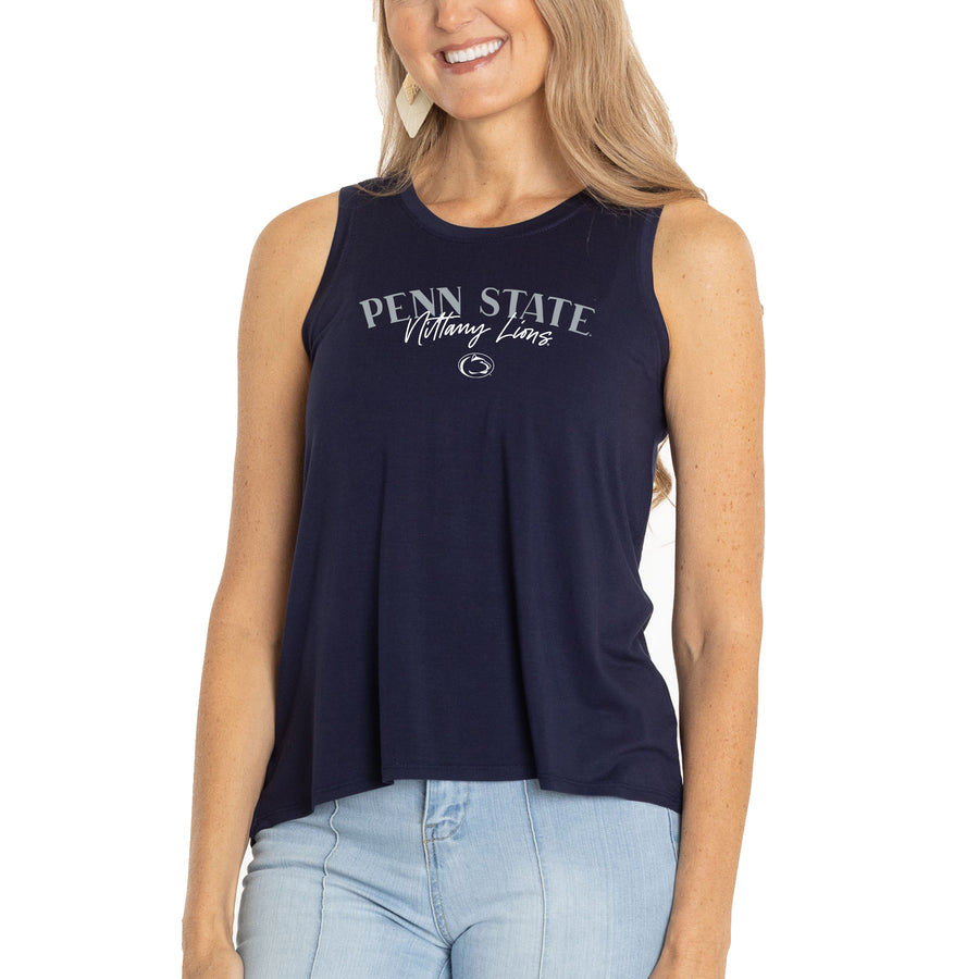 Women's  Navy Penn State Nittany Lions Hannah High Neck Tank Top