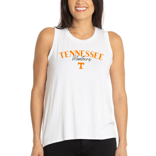 Women's  White Tennessee Volunteers Hannah High Neck Tank Top