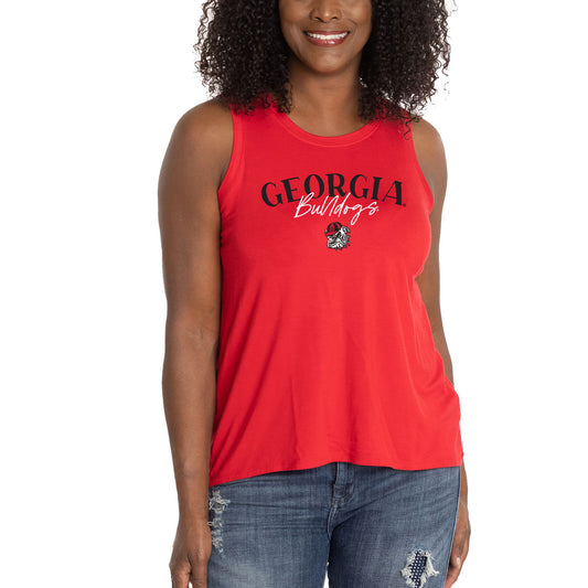 Women's  Red Georgia Bulldogs Hannah High Neck Tank Top