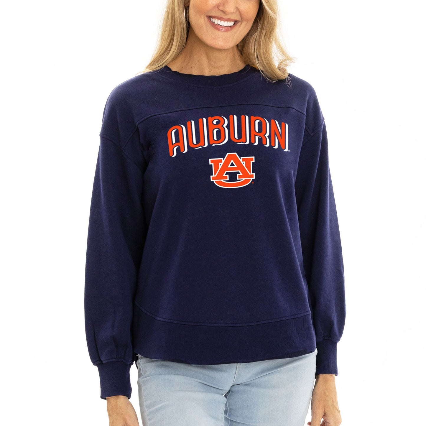 Women's  Navy Auburn Tigers Yvette Pullover Sweatshirt