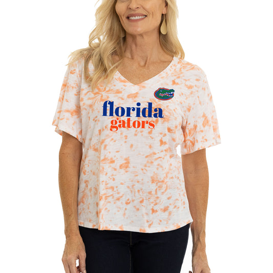 Women's  Orange Florida Gators Faye Ruffle V-Neck T-Shirt