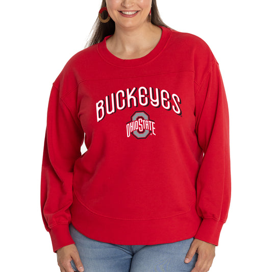 Women's  Scarlet Ohio State Buckeyes Yvette Pullover Sweatshirt