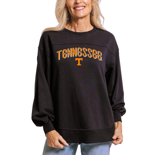 Women's  Black Tennessee Volunteers Yvette Pullover Sweatshirt