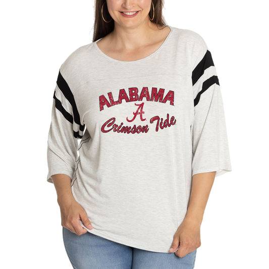 Women's  Ash Alabama Crimson Tide Sabrina 3/4-Sleeve Jersey T-Shirt